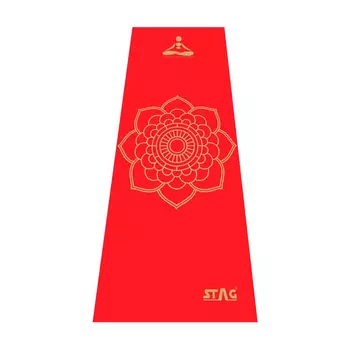 Коврик для йоги красный с золотым рисунком, Red Yoga Mantra Golden Printed Mat, произв. Stag