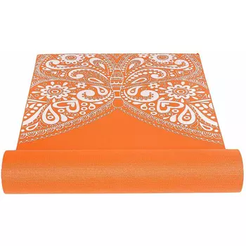 Коврик для йоги с мандалой оранжевый, Strauss Meditation Butterfly Orange Yoga Mat, произв. MYINDIA
