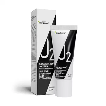 Краска для бровей и ресниц: цвет Черный #2.07 (15 мл), OXYGEN J2 Dye for Eyebrows and Eyelashes Black #2.07, произв. BrowXenna