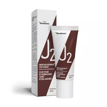 Краска для бровей и ресниц: цвет Коричневый #5.67 (15 мл), OXYGEN J2 Dye for Eyebrows and Eyelashes Brown #5.67, произв. BrowXenna