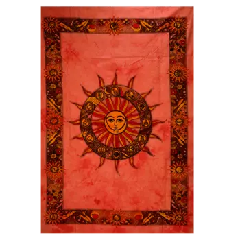 Красный гобелен настенный из хлопка Инти (74 см x 115 см), Wall Hanging Cotton Inti, произв. MYINDIA
