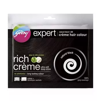 Крем-краска для волос, натуральный черный (40 г), Expert Creme Hair Colour Natural Black, произв. Godrej