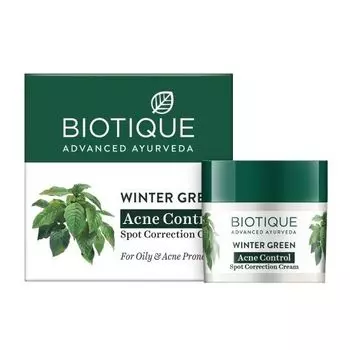 Крем с Грушанкой: против пигментации, прыщей и акне (15 г), Winter Green Acne Control Spot Correction Cream, произв. Biotique
