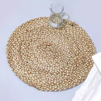Круглый джутовый коврик, Round Jute Rug Beige, Handmade, произв. MYINDIA