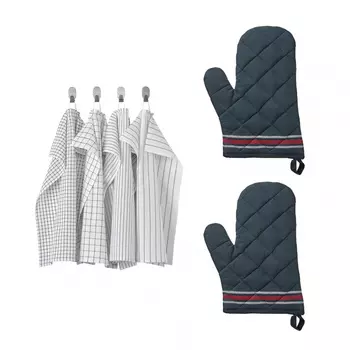 Кухонный набор, RINNIG Tea Towels & HILDEGUN Oven Gloves Set, произв. IKEA