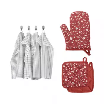 Кухонный набор, RINNIG Tea Towels & INAMARIA Oven Glove & Pot Holder Set, произв. IKEA