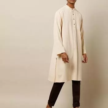 Курта бежевая удлиненная, Bijnor Long Kurta Beige, произв. MYINDIA