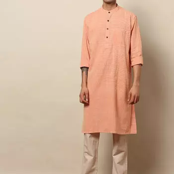 Курта персиковая удлиненная, Bijnor Long Kurta Peach, произв. MYINDIA