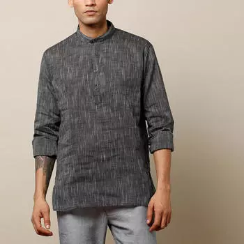 Курта темно-серая, Handloom Short Kurta Dark Gray, произв. MYINDIA