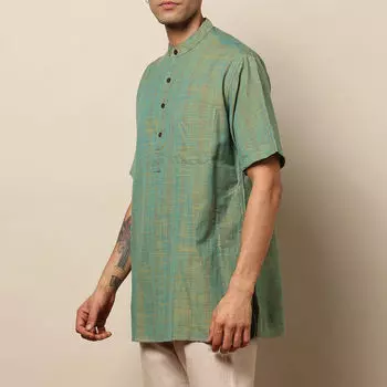 Курта зеленая с короткими рукавами, Bijnor Kurta Short Sleeves Green, произв. MYINDIA