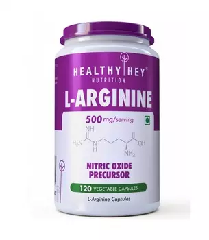 Л-Аргинин (120 кап, 500 мг), L-Arginine, произв. HealthyHey