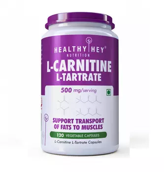 L-карнитин L-тартрат (LCLT) (120 кап, 500 мг), L-Carnitine & L-Tartrate (LCLT), произв. HealthyHey