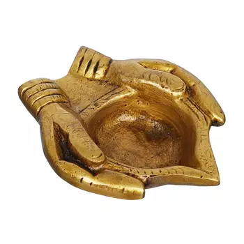 Лампа Дия, Golden Handcrafted Lady Hand Holding Diya Ethnic Design Brass Diya, произв. eCraftIndia