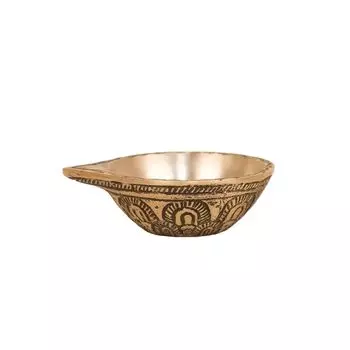 Латунная лампа Дия ручной работы, Handcrafted Antique Brass Diya, произв. Isha Life
