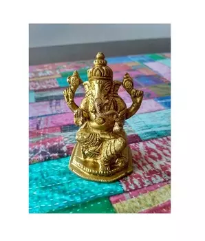 Латунная статуэтка Ганеши, Ganesha Idol Brass, произв. Kalyan Puja