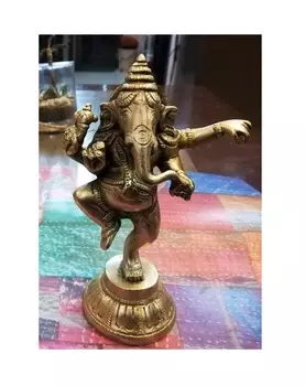 Латунная статуэтка Танцующего Ганеши, Ganesha Dancing Idol Brass, произв. Kalyan Puja