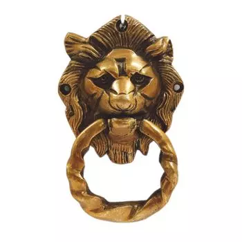 Латунный дверной молоток с дизайном в виде льва из латуни, Brass Lion Mouth Design Door Knocker