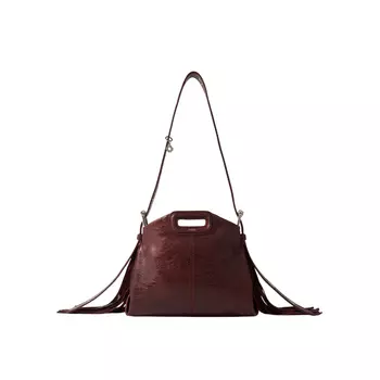 Маленькая бордовая сумка Мисс M, Crackled Leather Miss M Mini Bag Burgundy, произв. Maje