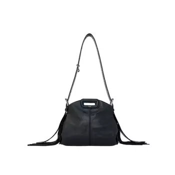 Маленькая черная сумка Мисс M, Crackle Leather Mini Miss M Bag Black, произв. Maje