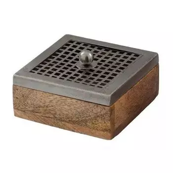 Маленькая деревянная шкатулка с металлической крышкой, Никель, Wooden Nickel Small Box, произв. John Molly Decor&Gifts