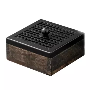 Маленькая деревянная шкатулка с металлической крышкой, Железо, Wooden Iron Small Box, произв. John Molly Decor&Gifts