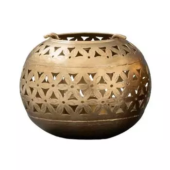 Маленький круглый металлический подсвечник, Латунь, Iron Brass Handi Small, произв. John Molly Decor&Gifts