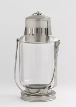 Маленький металлический цилиндрический подсвечник в форме фонарика, Никель, Iron Round Capsule Lantern-mini