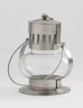 Маленький металлический подсвечник в форме фонарика, Никель, Small Iron Handicraft Round Candle Cage, произв. John Molly Decor&Gifts