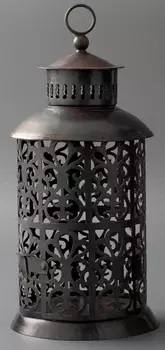 Маленький металлический резной подсвечник-фонарь, Железо, Iron Lantern Small, произв. John Molly Decor&Gifts