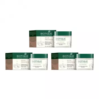Маска для лица с Молочным протеином (3 х 50 г), Milk Protein Whitening & Rejuvenating Face Set, произв. Biotique