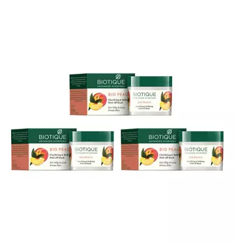Маска для лица с Персиком очищающая (3 х 50 г), Bio Peach Refining Peel-off Mask Set, произв. Biotique
