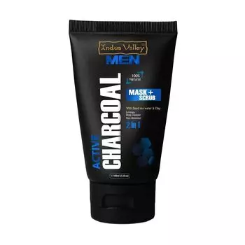Маска + скраб с Активированным углем, водой Мертвого моря и Глиной (100 мл), Active Charcoal Mask & Scrub with Dead Sea Water and Clay, произв. Indus Valley