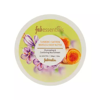 Масло для тела с Куркумой, Шафраном и Календулой (200 г), Turmeric Saffron Marigold Body Butter, произв. Fabessentials