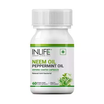 Масло Нима с маслом Перечной мяты (60 кап, 500 мг), Neem Oil Peppermint Oil, произв. INLIFE
