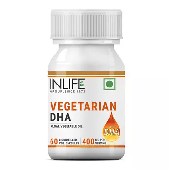 Масло водорослей с DHA (60 кап, 400 мг), Vegetarian DHA, произв. INLIFE