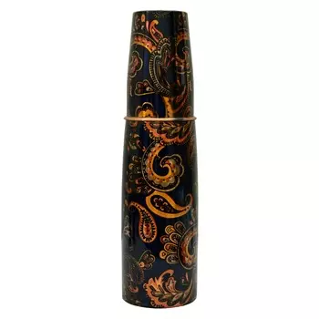 Медная бутылка (950 мл) и стакан (250 мл) с узорами, Patterned Copper Bottle with a cup, произв. MYINDIA