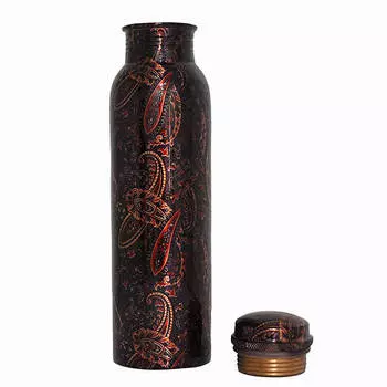 Медная бутылка c ярким принтом (1 л), Printed Peacock Copper Bottle, произв. MYINDIA