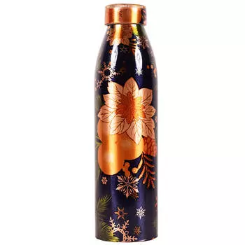 Медная бутылка с цветочным принтом (950 мл), Copper Bottle with Flower Print, произв. MYINDIA