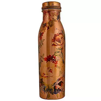 Медная бутылка с цветочным узором (1 л), Copper Light Flower Bottle, произв. MYINDIA