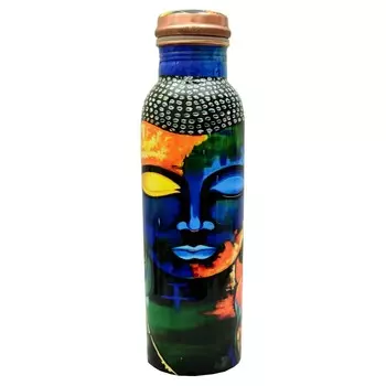 Медная бутылка с изображением Будды (1 л), Copper Bottle with picture of Buddha, произв. MYINDIA