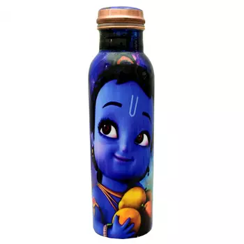 Медная бутылка с изображением маленького Кришны (1 л), Copper Bottle with little Krishna, произв. MYINDIA