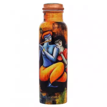 Медная бутылка с изображением Радхи и Кришны (1 л), Radha Krishna Design Copper Bottle, произв. MYINDIA