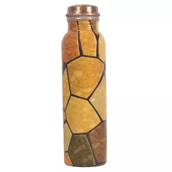 Медная бутылка с керамическим принтом (1 л), Copper Bottle with Ceramic Print, произв. MYINDIA