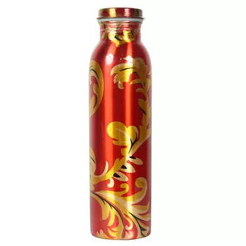 Медная бутылка с нарисованной веткой (900 мл), Copper Bottle With A Picture Branch, произв. MYINDIA