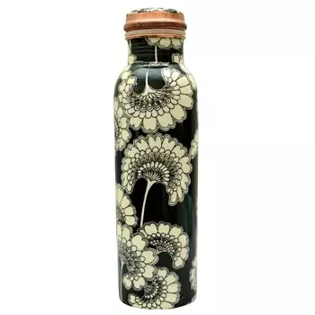 Медная бутылка с одуванчиками (1 л), Copper Bottle with dandelions, произв. MYINDIA