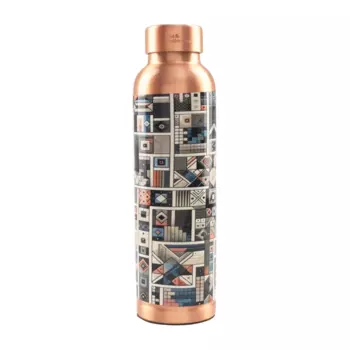 Медная бутылка с принтом Чудесная мозаика (950 мл), Copper Water Bottle Mosiac Marvel, произв. The Better Home