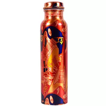 Медная бутылка с принтом «Гитара» (950), Copper Bottle with Printed Guitar, произв. MYINDIA