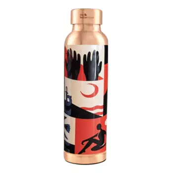 Медная бутылка с принтом Сахарский закат (950 мл), Copper Water Bottle Saharan Sunset, произв. The Better Home