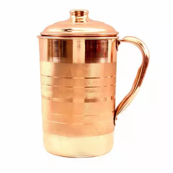 Медный кувшин с крышкой (1000 мл), Copper Luxury Jug Pitcher with Lid, произв. MYINDIA