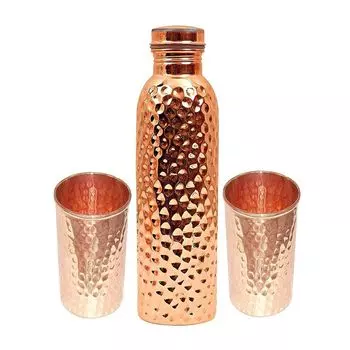 Медный набор: бутылка (1000 мл) и 2 стакана (300 мл), Copper Bottle & 2 Glasses, произв. Copper Counter